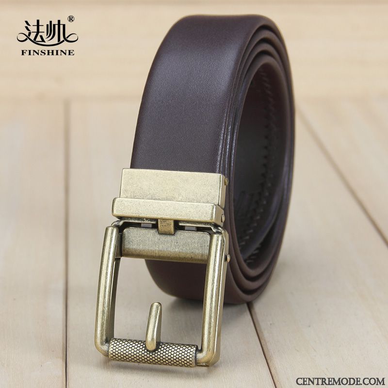 Ceinture Homme All-match Cuir Véritable Personnalité Loisir Tendance Vêtements De Cérémonie Or