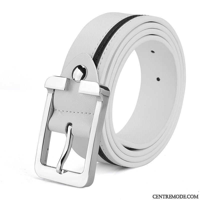 Ceinture Homme Jeune Tendance Jeunesse Étudiant Cuir Véritable All-match Blanc