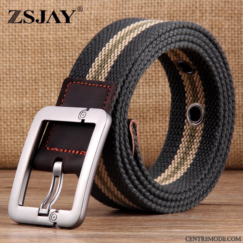 Ceinture Homme Tactique Étudiant Jeune Toile Denim Jeunesse Noir