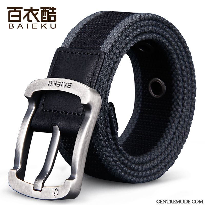 Ceinture Homme Toile Étudiant Loisir Boucle Tissage Jeunesse Noir