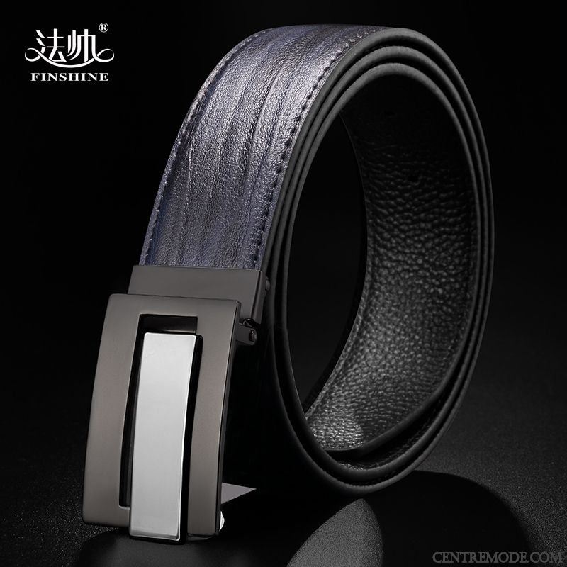 Ceinture Homme Âge Moyen Simple Jeunesse Tendance Lisse Mode Bleu Noir