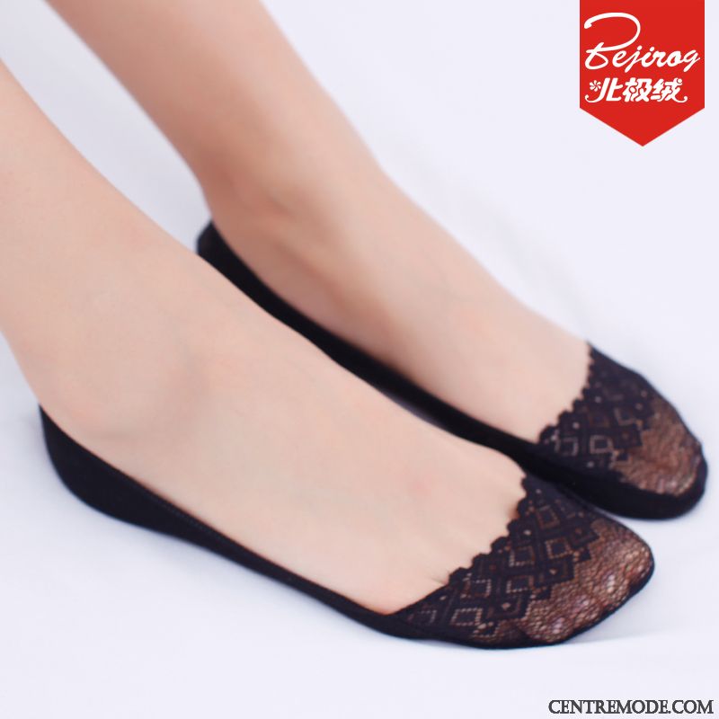 Chaussette Femme Chaussette Courte Charmant Coton Antidérapant Été Section Mince Noir Clair