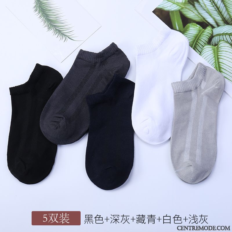 Chaussette Homme Fibre Chaussette Courte Coton Section Mince Bambou Chaussette Basse Coupée Noir Clair