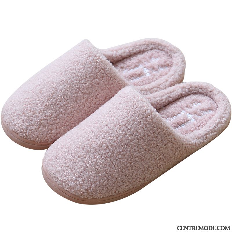 Chaussons Femme Antidérapant L'automne Matelassé Homme Intérieur Tongs Chaussons Rose