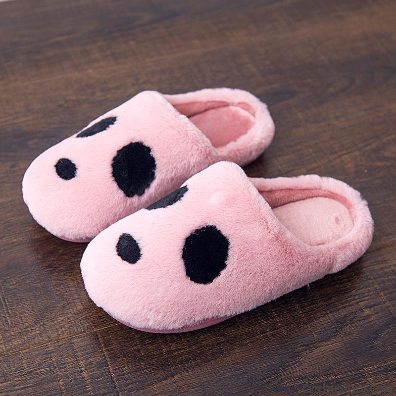 Chaussons Femme Chauds Intérieur Tongs Chaussons Hiver Dessin Animé Semelle Épaisse Rose