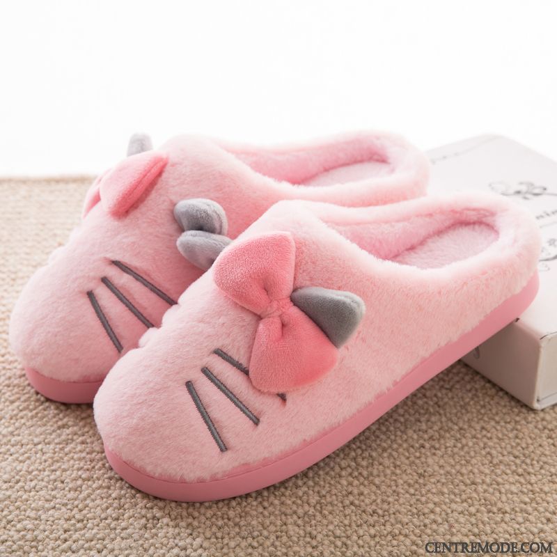 Chaussons Femme Enfant De Maison Charmant Matelassé Chauds Intérieur Rose