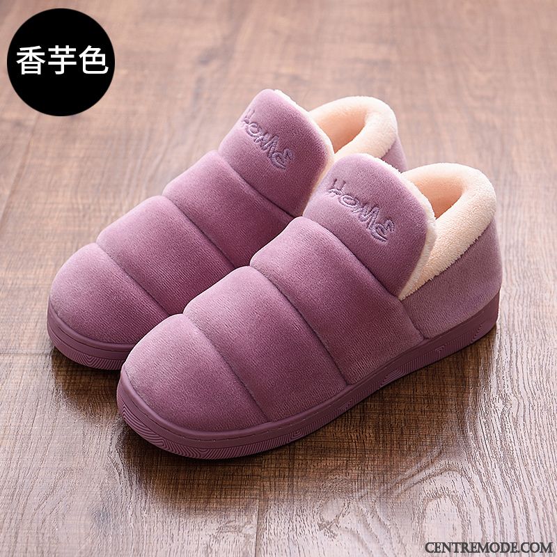 Chaussons Femme Hiver Antidérapant Fantaisie Intérieur Tongs Chaussons Homme Violet