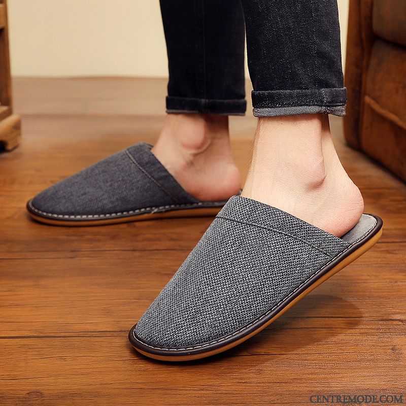 Chaussons Homme Antidérapant Femme Semelle Épaisse Chauds L'automne Intérieur Gris