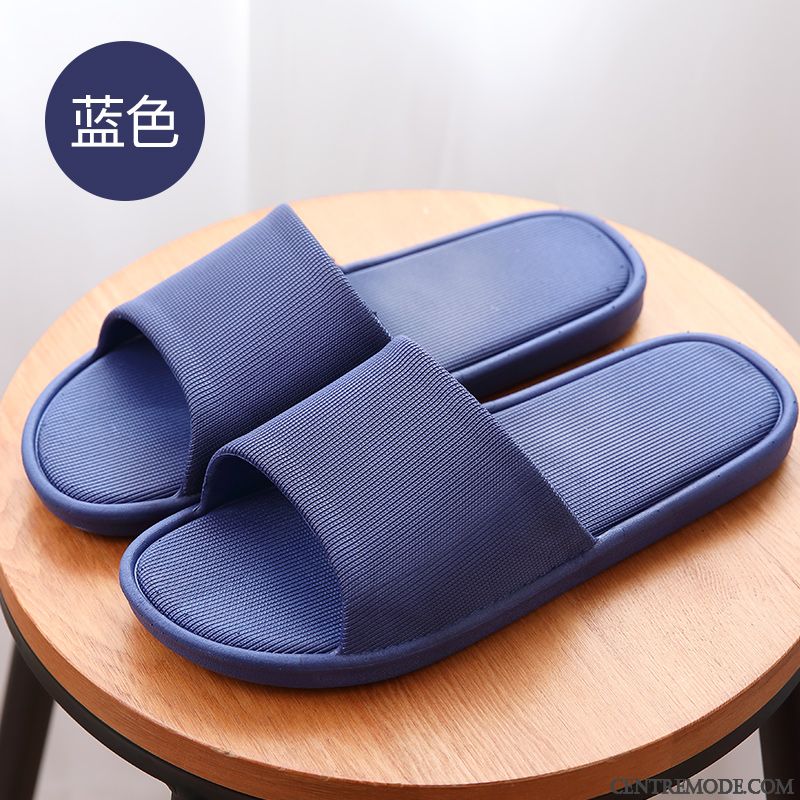 Chaussons Homme Antidérapant Femme Tongs Chaussons De Maison Salle De Bains Été Bleu