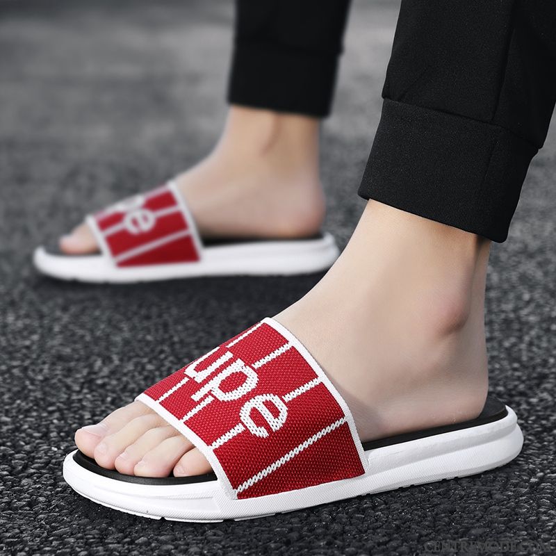 Chaussons Homme Décontractée Tongs Chaussons Antidérapant Tendance Personnalité Été Rouge