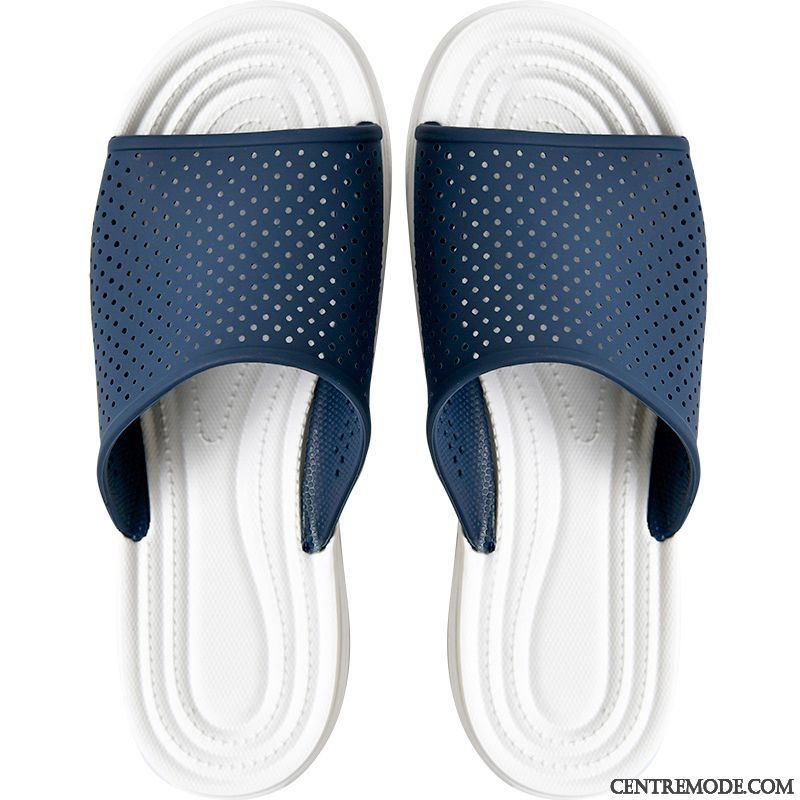 Chaussons Homme Femme De Plein Air Tongs Chaussons Semelle Doux Semelle Épaisse Salle De Bains Bleu