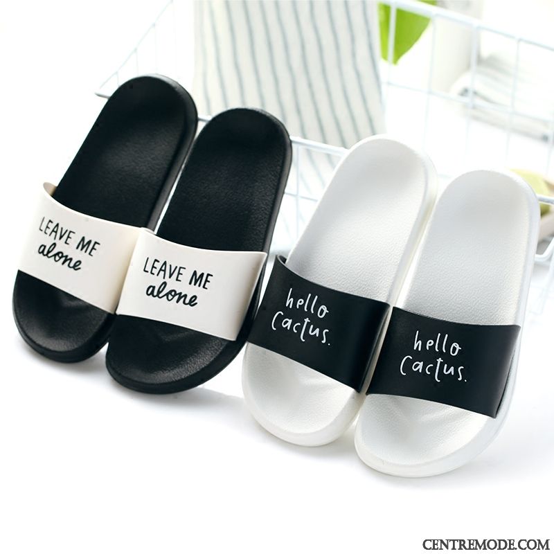 Chaussons Homme Femme Fantaisie Flats Été Salle De Bains Semelle Doux Noir