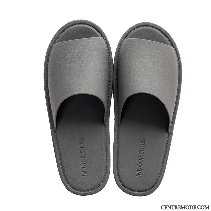 Chaussons Homme Femme Salle De Bains Tongs Chaussons Intérieur Été Semelle Doux Gris