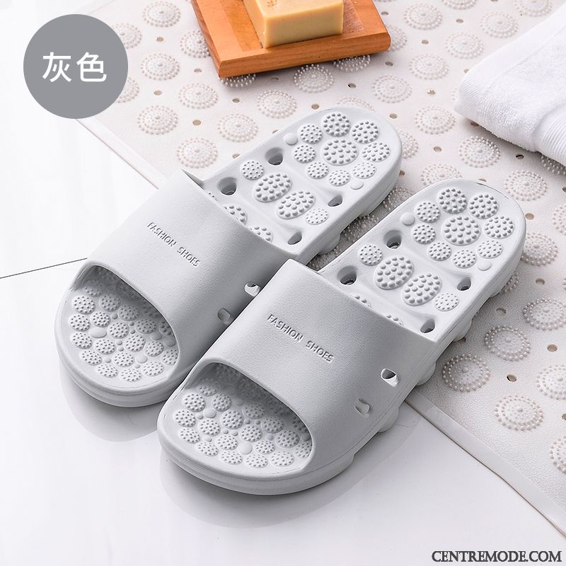 Chaussons Homme Semelle Doux Antidérapant Salle De Bains De Maison Outwear Fantaisie Gris