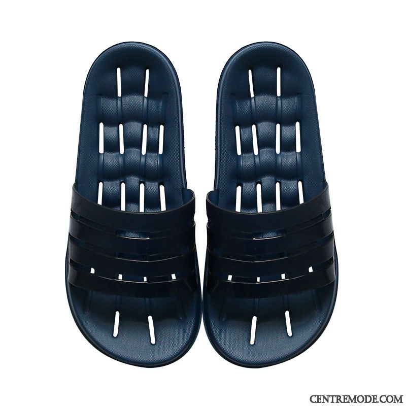 Chaussons Homme Semelle Épaisse De Maison Creux Guipure Intérieur Séchage Rapide Antidérapant Bleu Marin