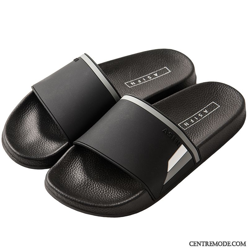 Chaussons Homme Tongs Chaussons Antidérapant Gros Outwear De Maison Été Noir