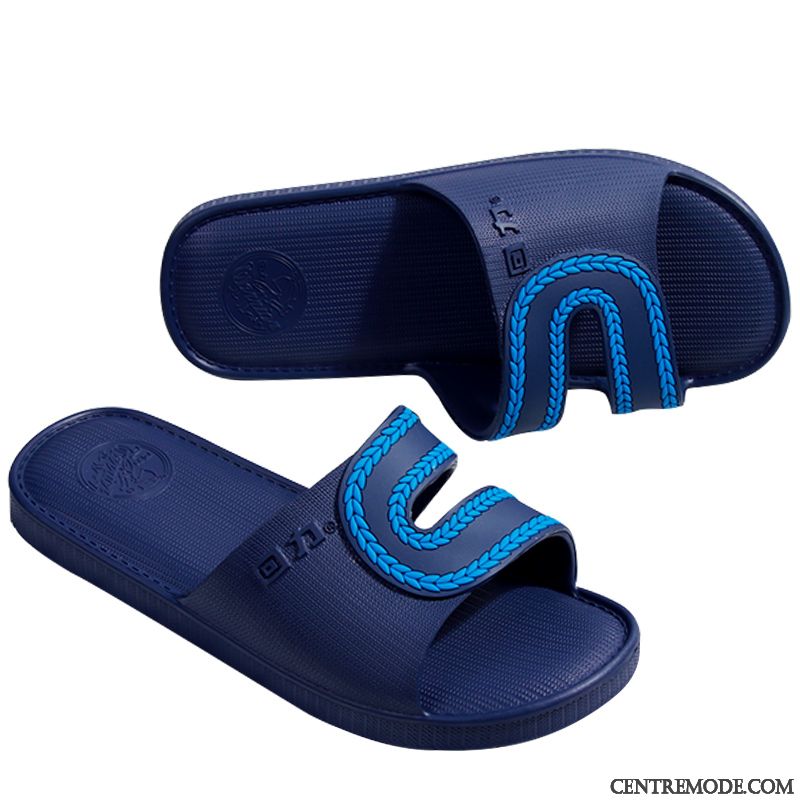 Chaussons Homme Tongs Chaussons Été Intérieur Femme Fantaisie Bleu Marin