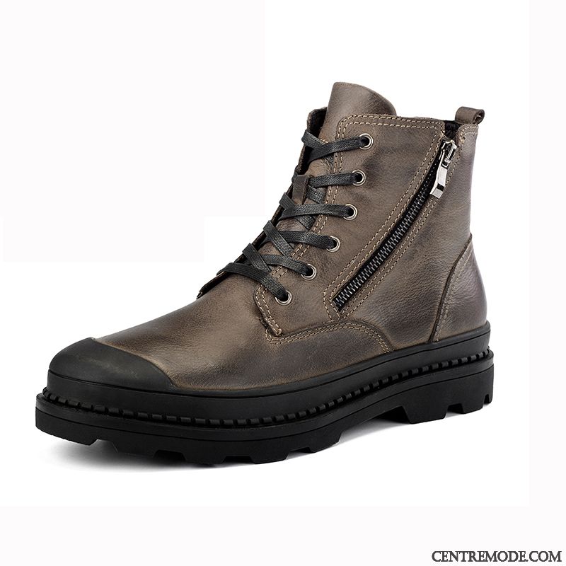Chaussure Homme Classe Pas Cher, Bottes Homme Hiver Gris Charbon Gris