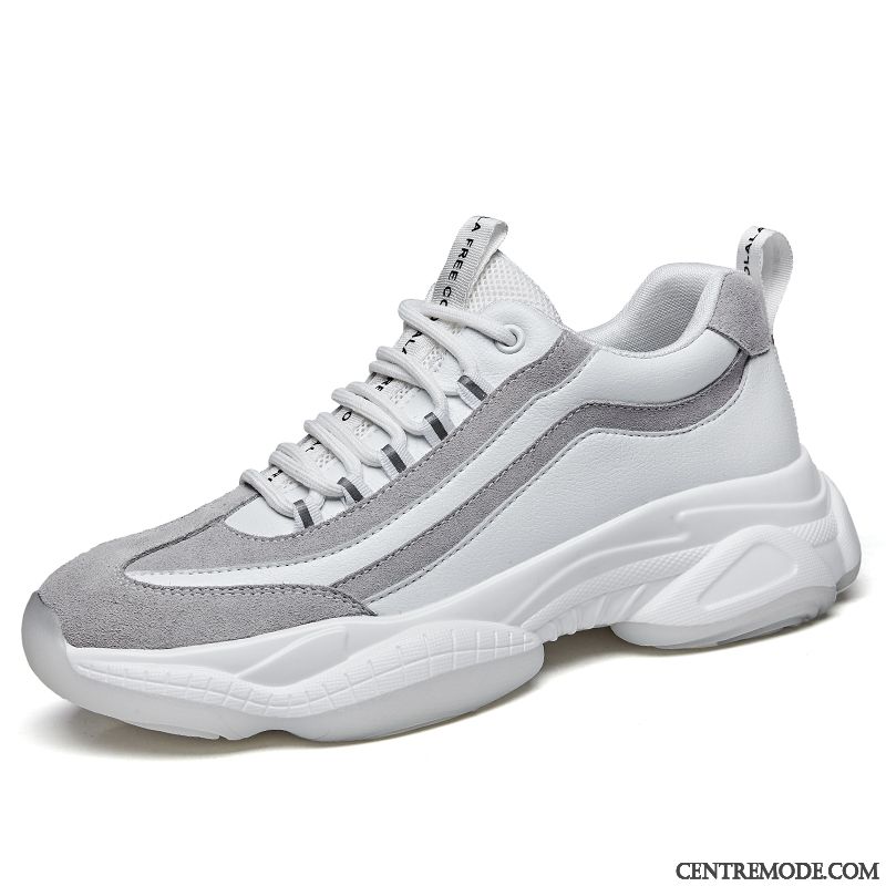 Chaussures De Running Homme Décontractée Printemps Tendance Ultra Augmenté Blanc