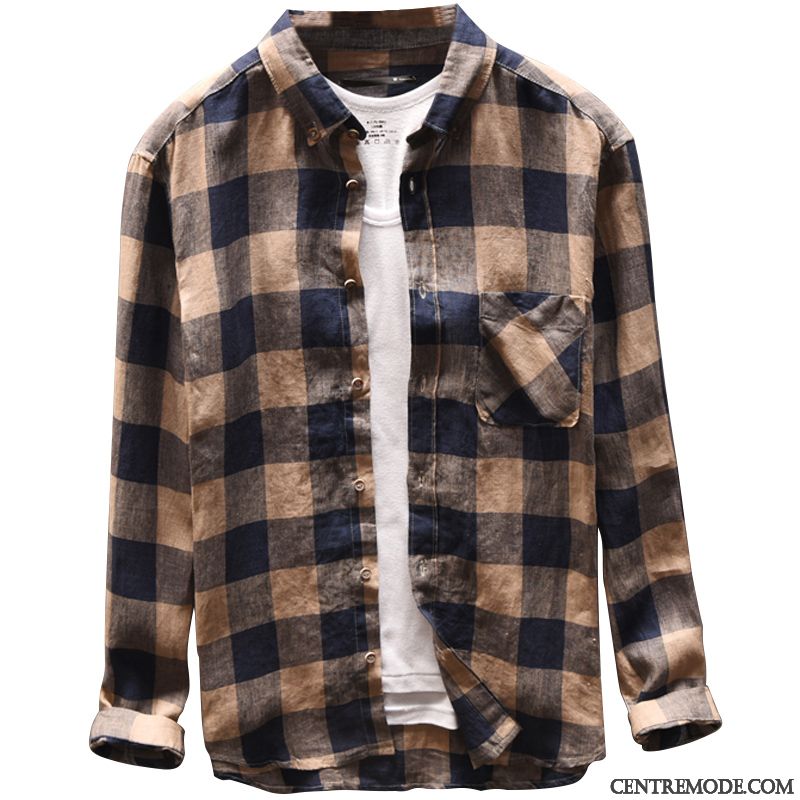 Chemise 100% Coton Homme Gris Blé, Chemise Slim Homme Pas Cher