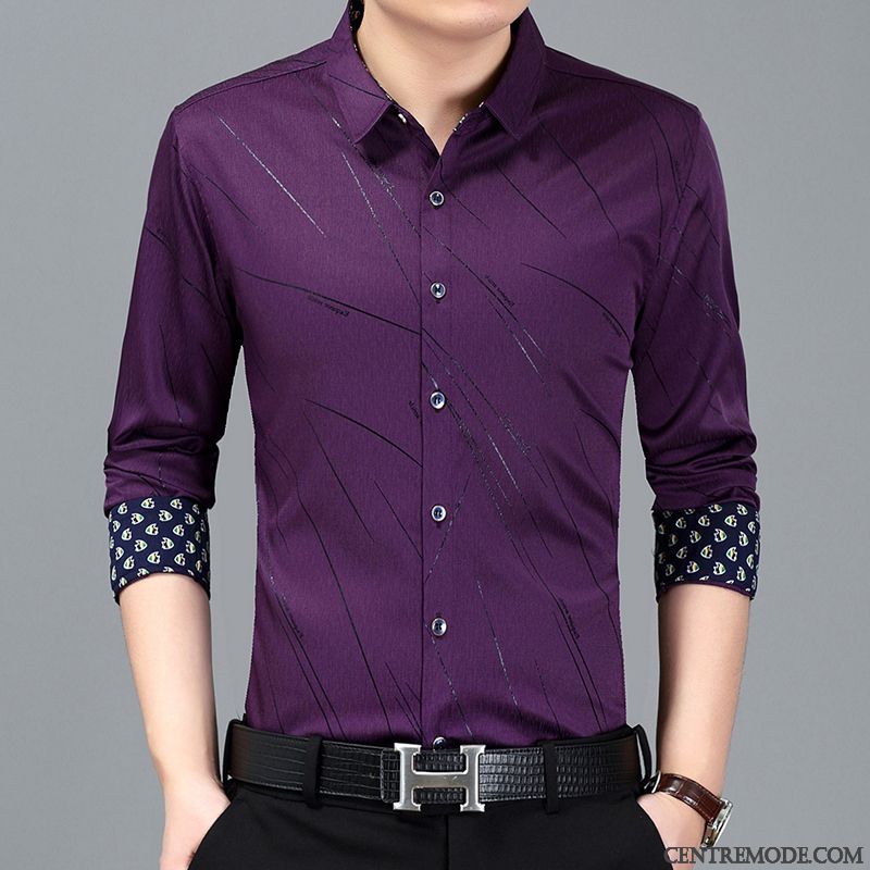 Chemises Homme Longues Marque Une Veste L'automne Violet