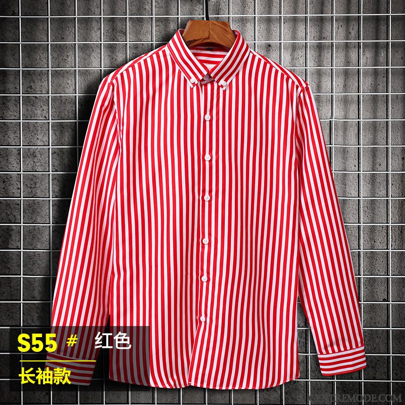 Chemises Homme Manche Tendance Baggy Chemisette Manteau Été Rouge