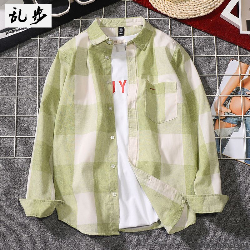 Chemises Homme Marque De Tendance Une Veste Longues Baggy L'automne Manteau Vert