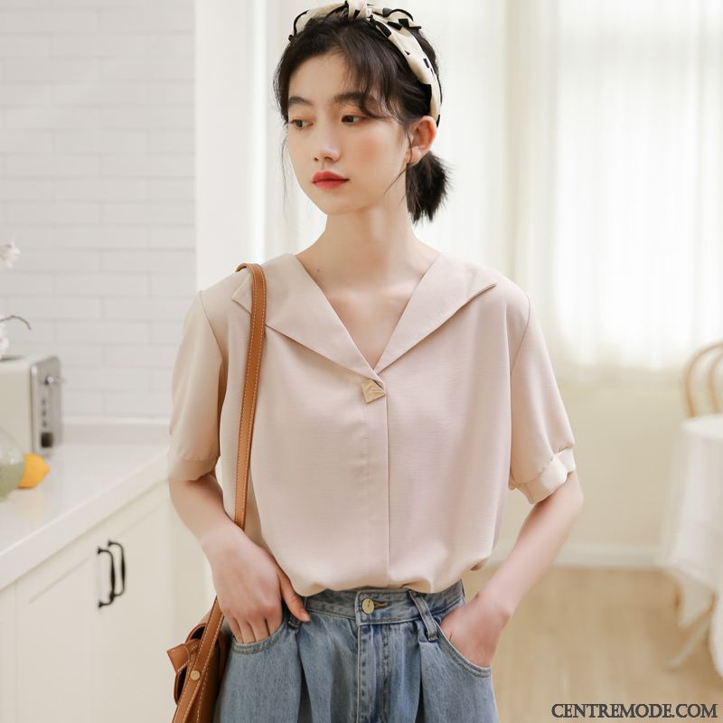 Chemisiers Femme Col V Mousseline De Soie Courte Une Veste Désign Baggy
