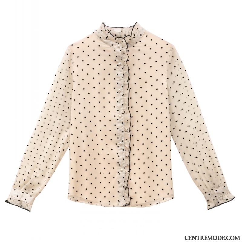 Chemisiers Femme Dentelle Désign Point D'onde Col Mandarin L'automne Printemps