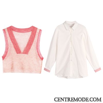 Chemisiers Femme Deux-pièces Longues Une Veste Printemps Chemise Désign Rose