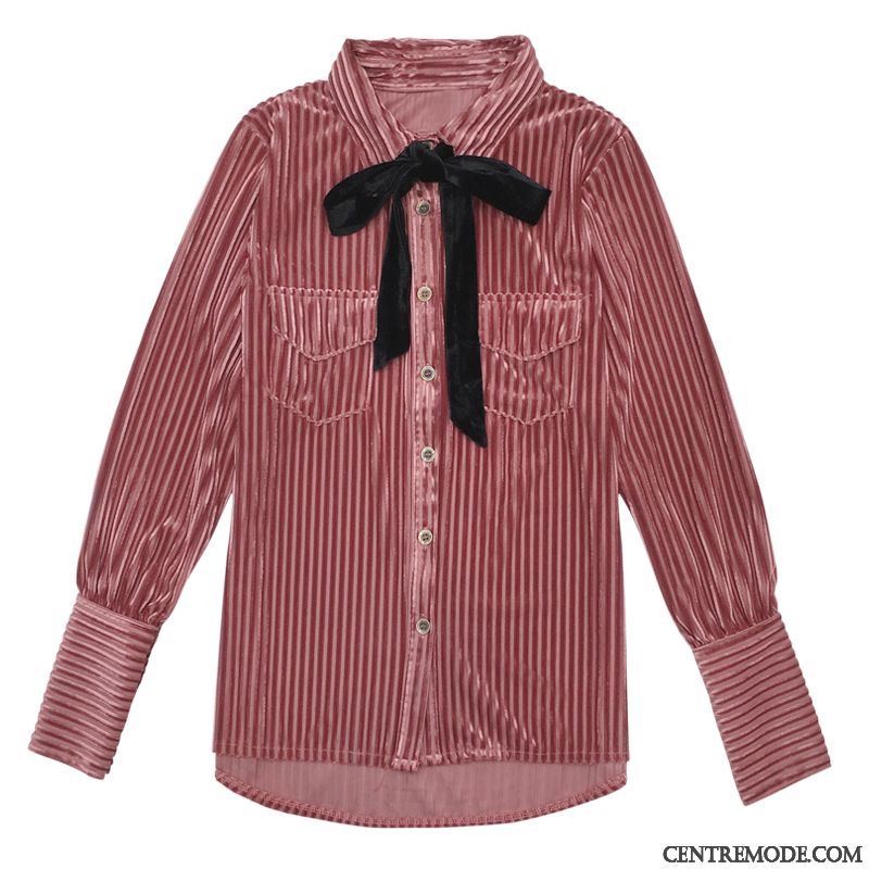 Chemisiers Femme Désign Arc Velours Une Veste Longues Chemise Rouge Or