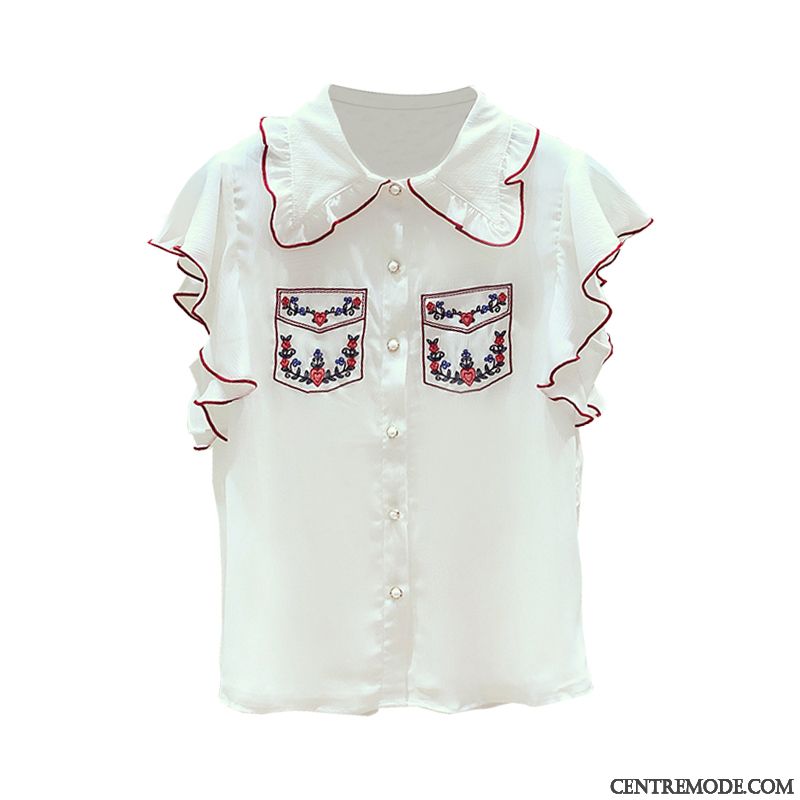 Chemisiers Femme Désign Chemise Courte Frais Une Veste Été Blanc