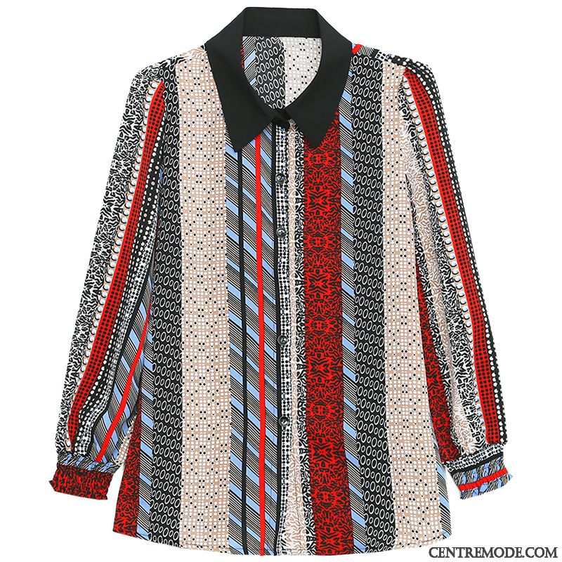 Chemisiers Femme Longues Mousseline De Soie L'automne Printemps Désign Une Veste Rouge