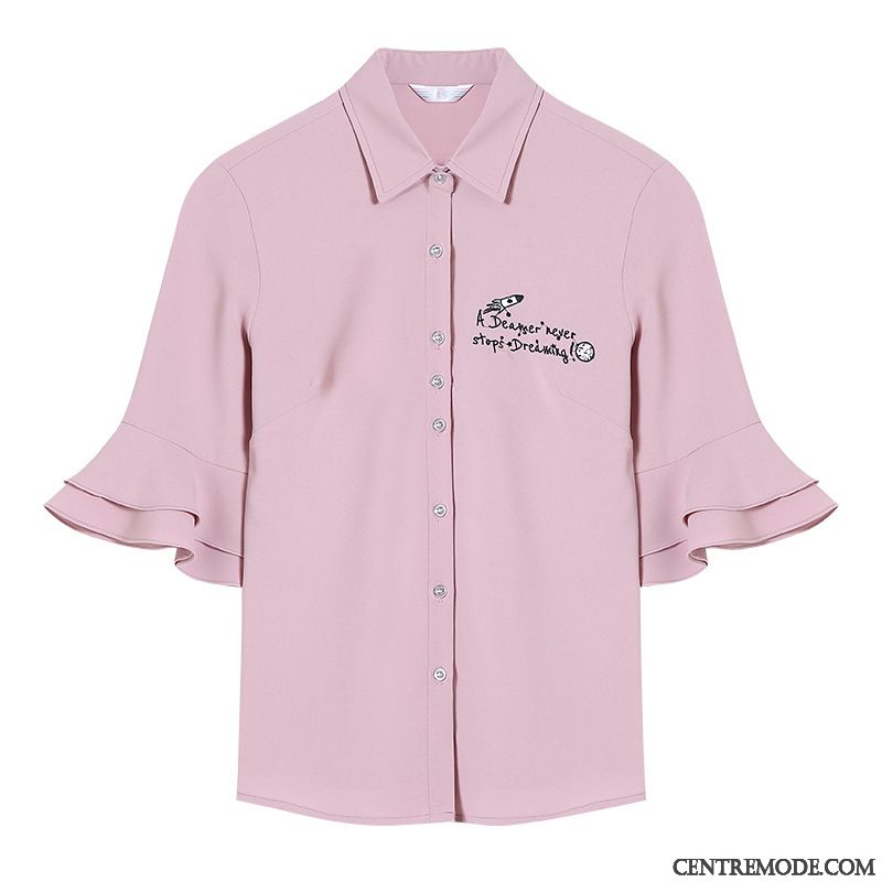 Chemisiers Femme Manche Chemise Décontractée Été Mode Chemisette Rose