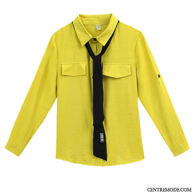 Chemisiers Femme Printemps Chemise Slim Tempérament Désign Une Veste Jaune