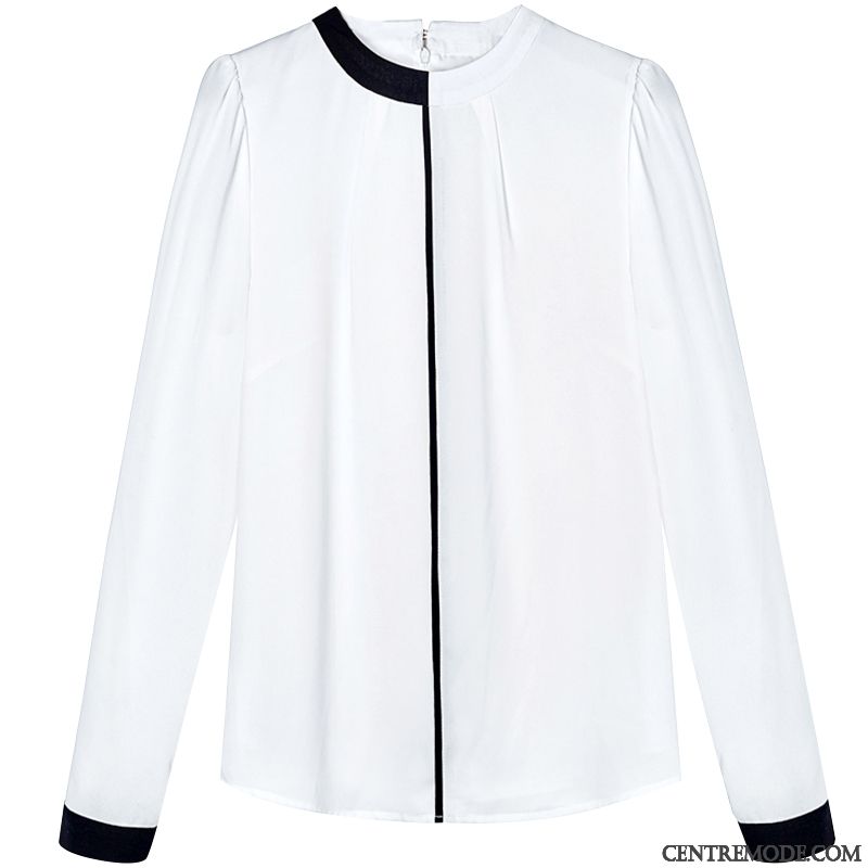 Chemisiers Femme Une Veste Chemise En Bas Mode Col Mandarin Printemps Blanc