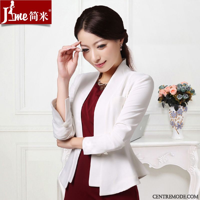 Costume Court Noir Femme, Blazer Courte En Jean Blanc Marron