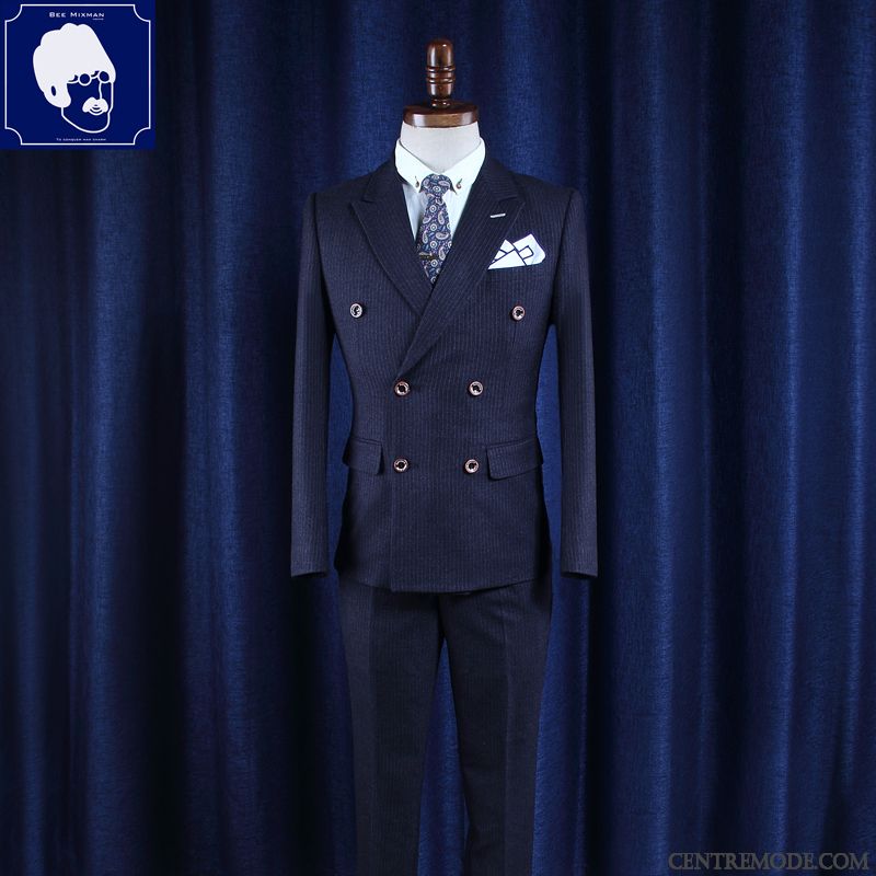 Costume Gris Bleu Homme Noir Chocolat, Costume De Mariage Noir