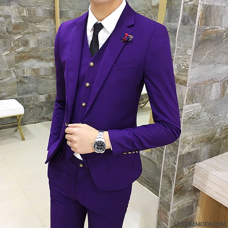 Costume Homme Mariage Original Pas Cher Soldes, Costume Mariage Blanc Darkviolet Ivoire