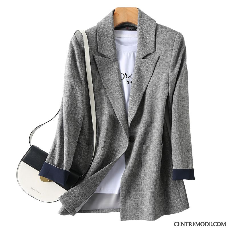 Costumes Blazer Femme Britanique Baggy Veste De Costume Printemps Décontractée Rouge Gris Clair