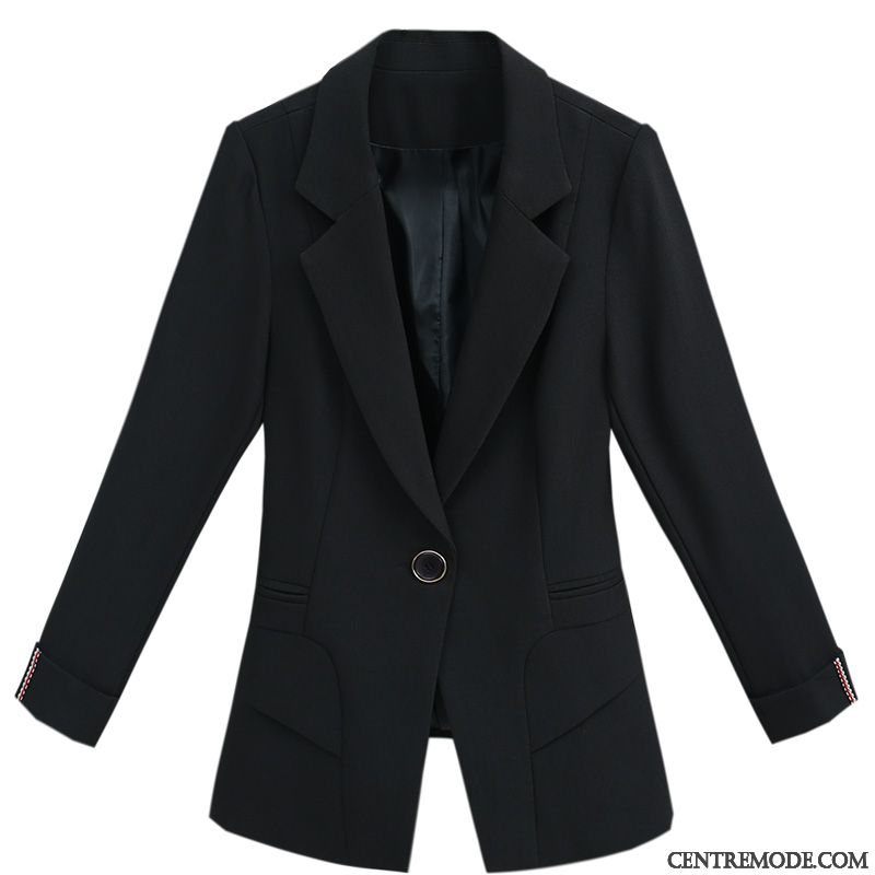 Costumes Blazer Femme Dame Une Veste Tendance Veste De Costume Printemps Court Noir