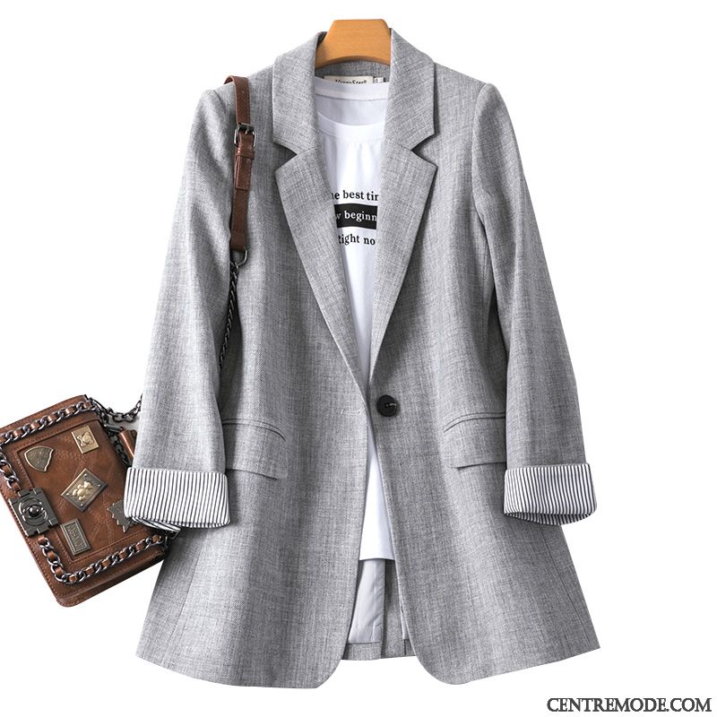 Costumes Blazer Femme Décontractée Veste De Costume Baggy Une Veste Printemps Été Rouge Gris