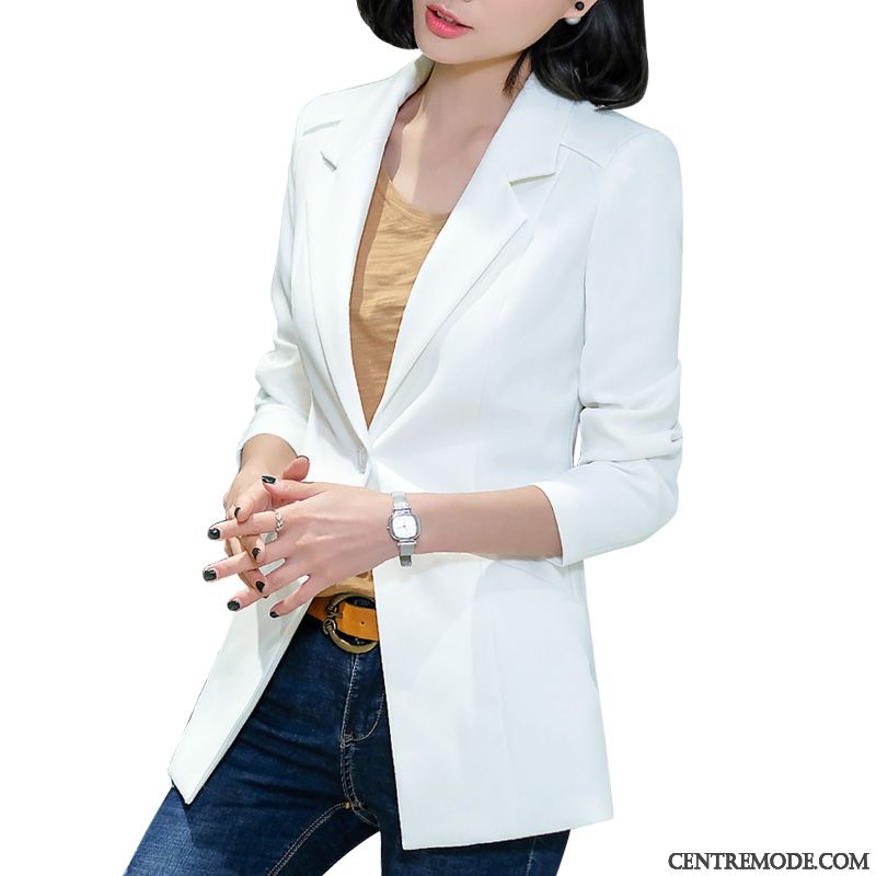 Costumes Blazer Femme Mode Tempérament Manteau Printemps L'automne Longue Blanc