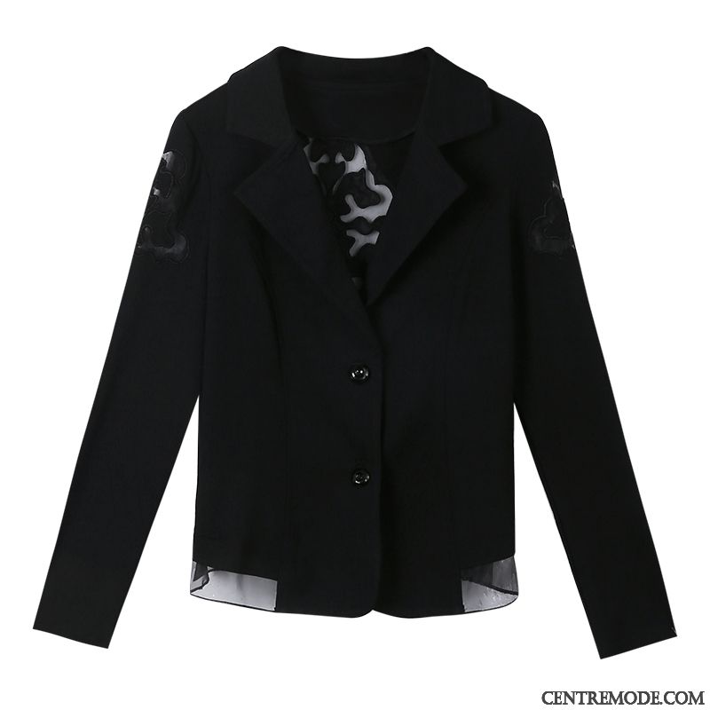 Costumes Blazer Femme Printemps Légère Longues Slim Été Mince Noir