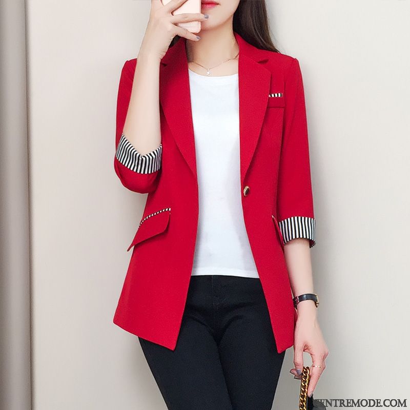 Costumes Blazer Femme Tempérament Veste De Costume Dame Slim Une Veste Décontractée Rouge