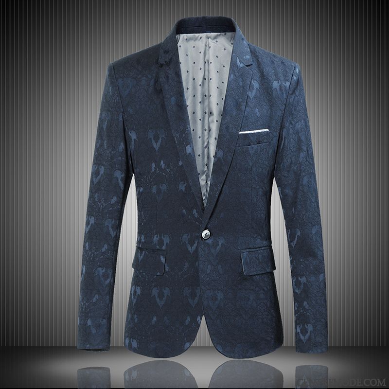 Costumes Blazer Homme Manteau De Travail Beau Décontractée Slim Tendance Bleu