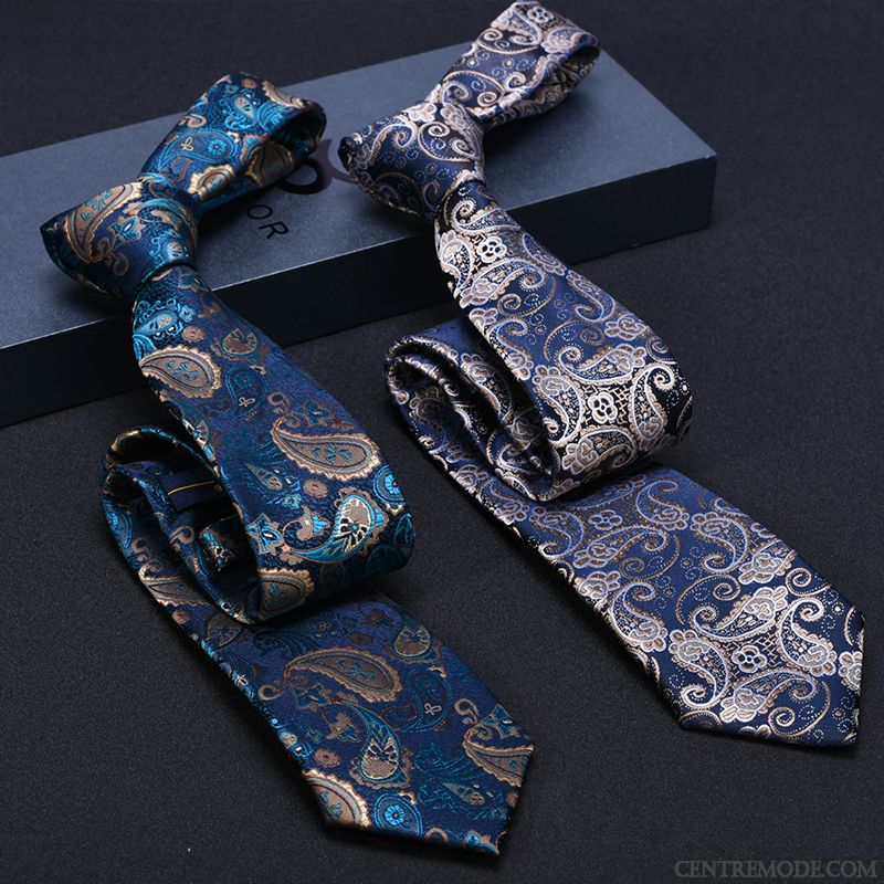 Cravate Homme Carrière Mode Vêtements De Cérémonie Boite Cadeau Entreprise Haut Grade Bleu