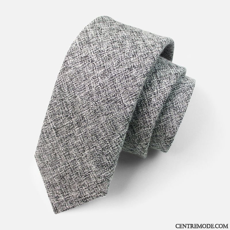 Cravate Homme Mode Étudiant Vêtements De Cérémonie Étroit 6cm Marier Gris