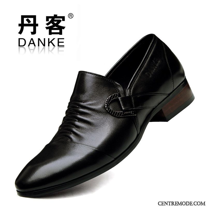 Derbies Homme Angleterre Chaussures De Mariage Printemps Cuir Véritable De Boîtier Costume Formel Noir