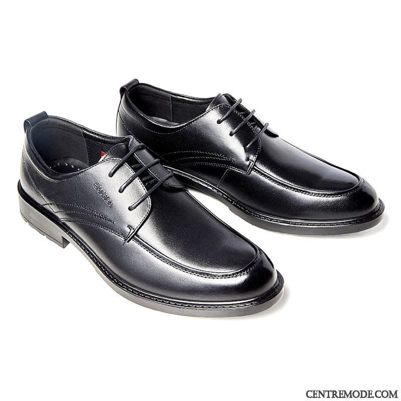 Derbies Homme Angleterre Chaussures En Cuir Costume Formel Banlieue Tous Les Assortis Cuir Véritable Noir